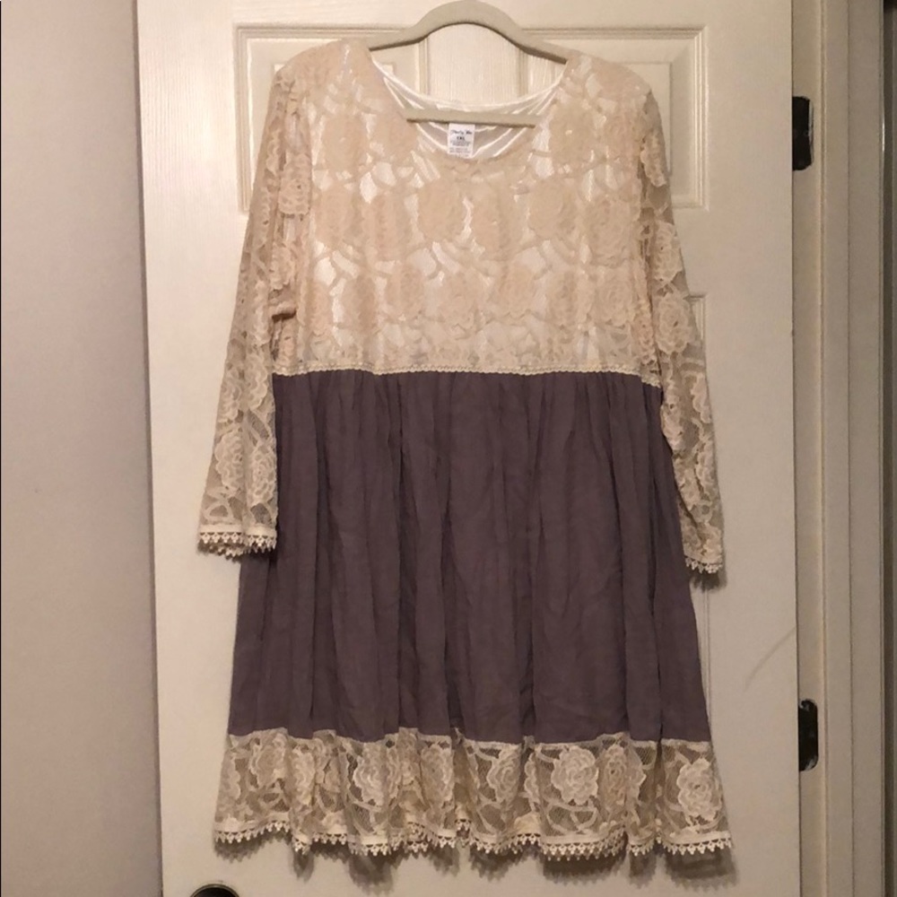 Gray Dress with Lace Detail